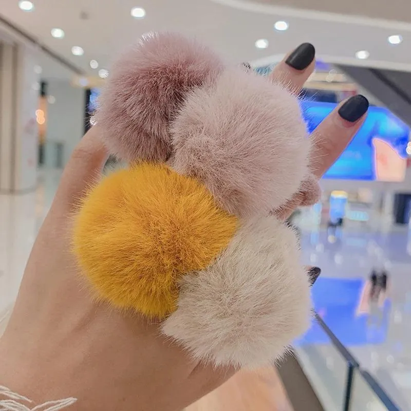Soft and Fluffy Pompoms Hair Ties