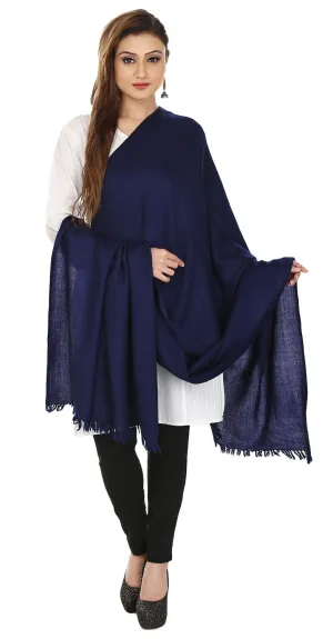 Solid Color Pure Wool Shawl Scarves Womens Indian Clothe (Blue, 80 x 40 inches)