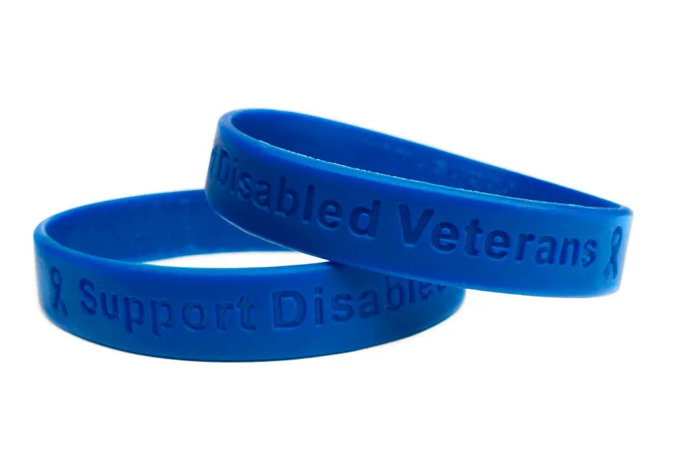 Support Disabled Veterans Blue Rubber Bracelet Wristband - Adult 8"