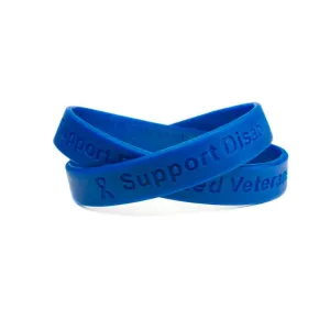 Support Disabled Veterans Blue Rubber Bracelet Wristband - Adult 8"