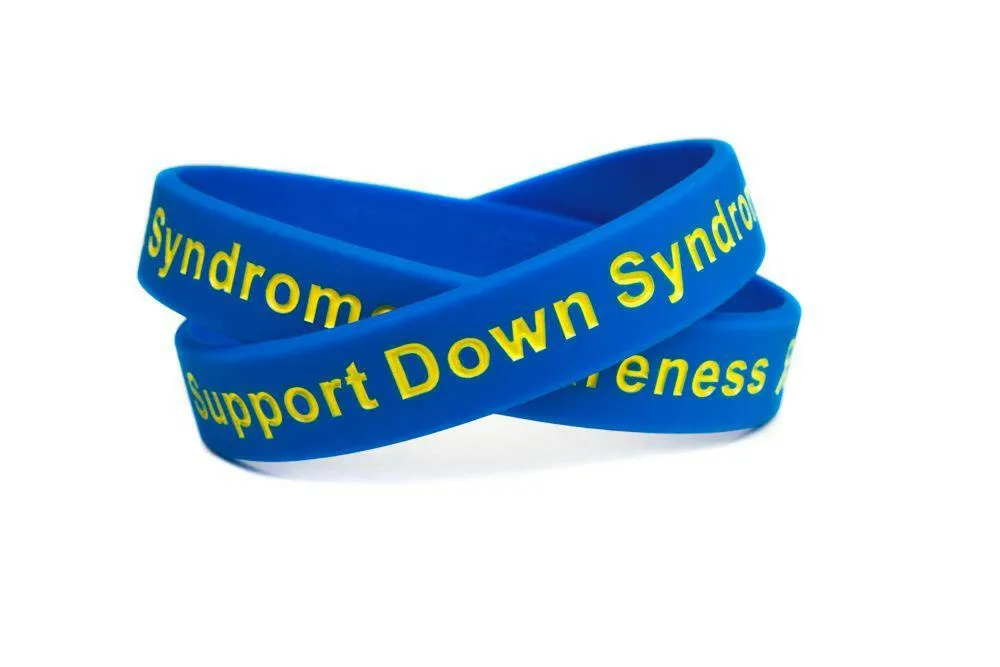 Support Down Syndrome blue and yellow wristband - Youth 7"