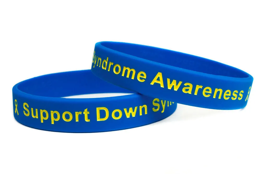Support Down Syndrome blue and yellow wristband - Youth 7"