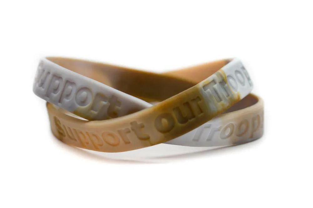 Support our Troops Military Match Rubber Wristband - Camouflage  - XL 9"
