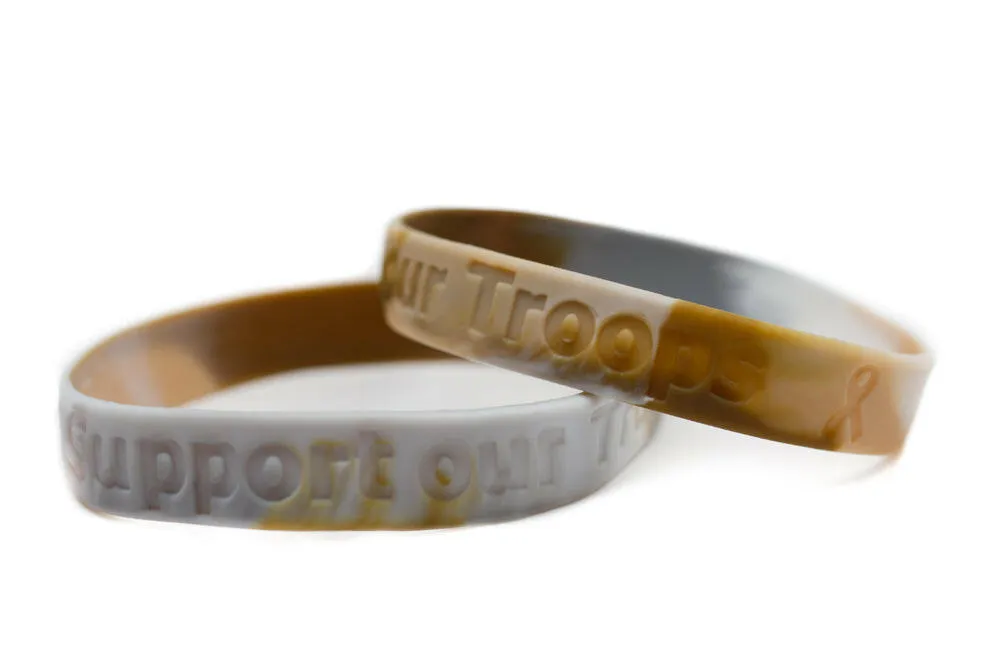 Support our Troops Military Match Rubber Wristband - Camouflage  - XL 9"