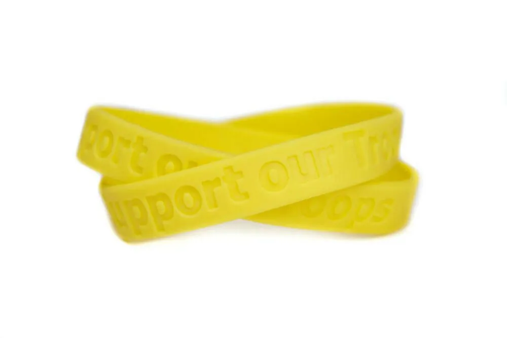Support our Troops Rubber Bracelet Wristband - Yellow - Adult 8"