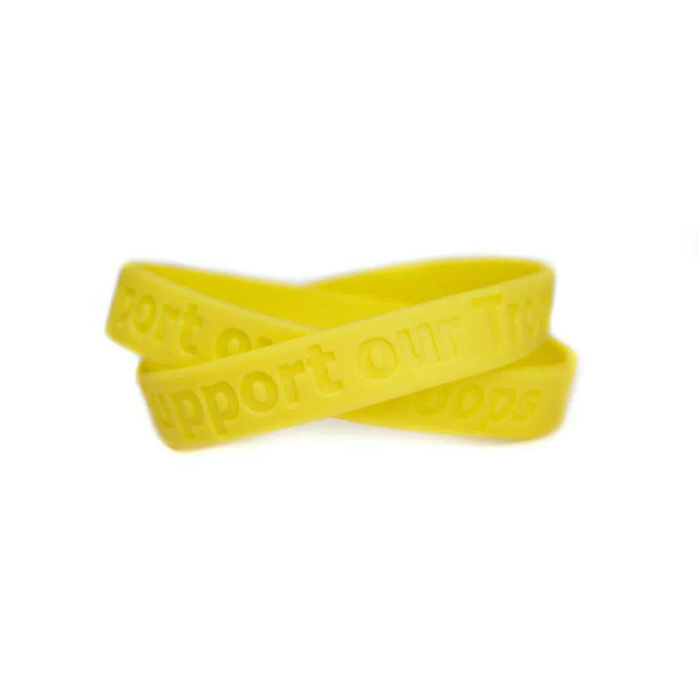 Support our Troops Rubber Bracelet Wristband - Yellow - Adult 8"