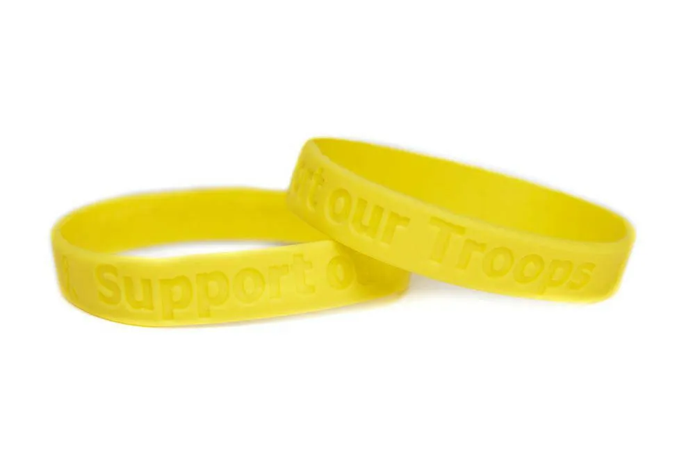 Support our Troops Rubber Bracelet Wristband - Yellow - Adult 8"