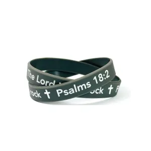The Lord is my rock Psalms 18:2 Wristband White Letters