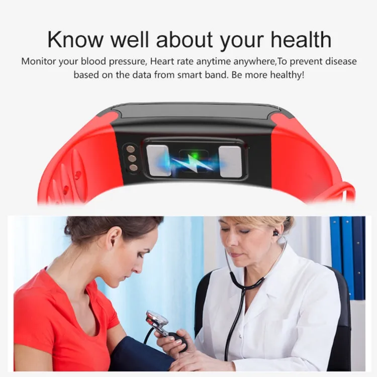 TLW T6 Fitness Tracker 0.96 inch OLED Display Wristband Smart Bracelet, Support Sports Mode / ECG / Heart Rate Monitor / Blood Pressure / Sleep Monitor (Red)