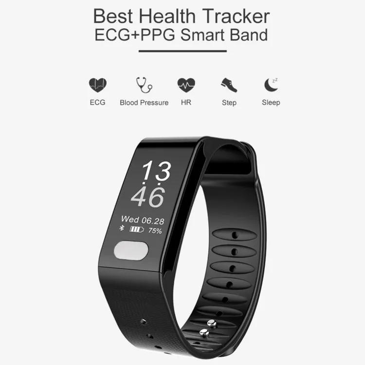 TLW T6 Fitness Tracker 0.96 inch OLED Display Wristband Smart Bracelet, Support Sports Mode / ECG / Heart Rate Monitor / Blood Pressure / Sleep Monitor (Red)