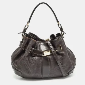 Trendy Inspired Burberry Dark Brown Leather Willenmore Hobo