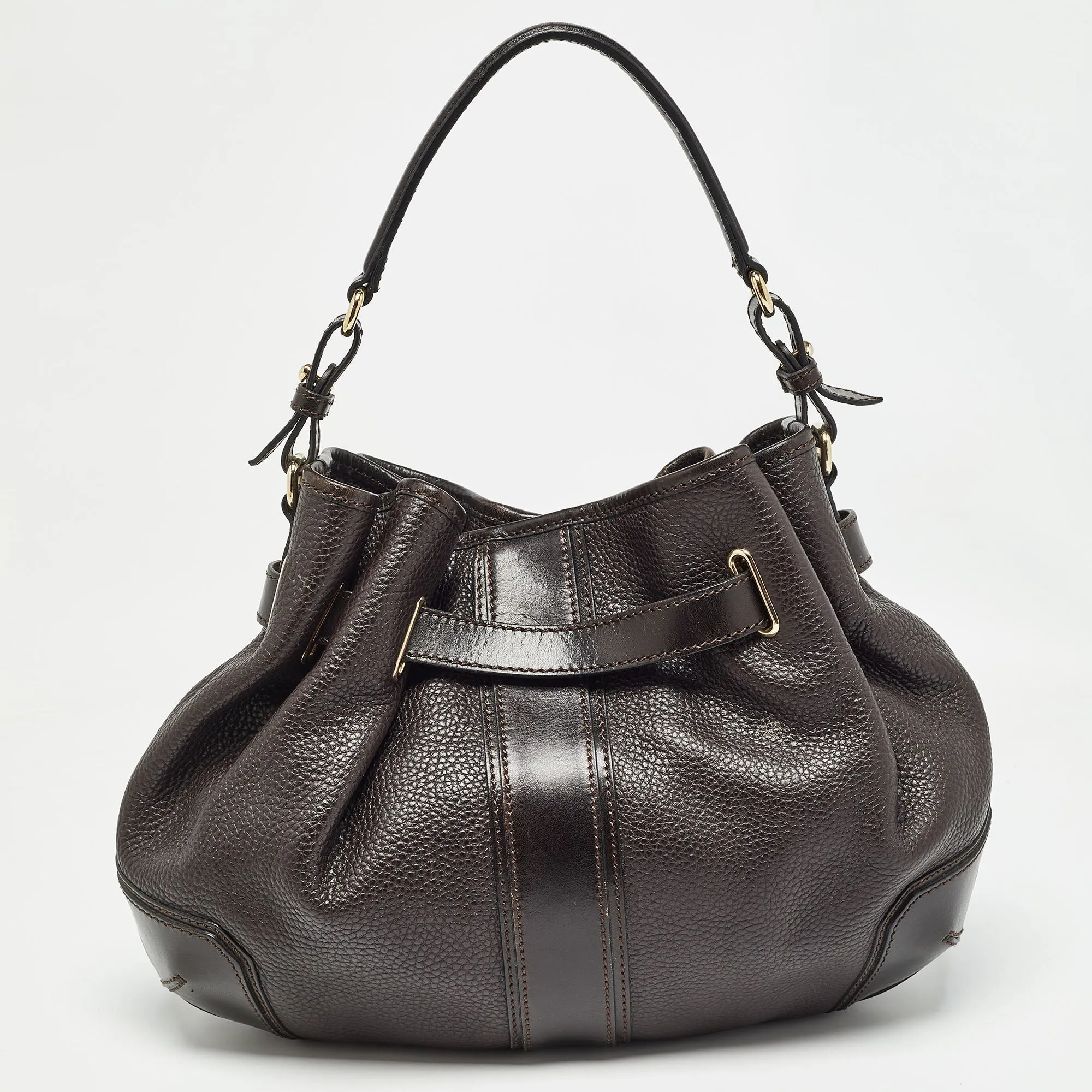 Trendy Inspired Burberry Dark Brown Leather Willenmore Hobo