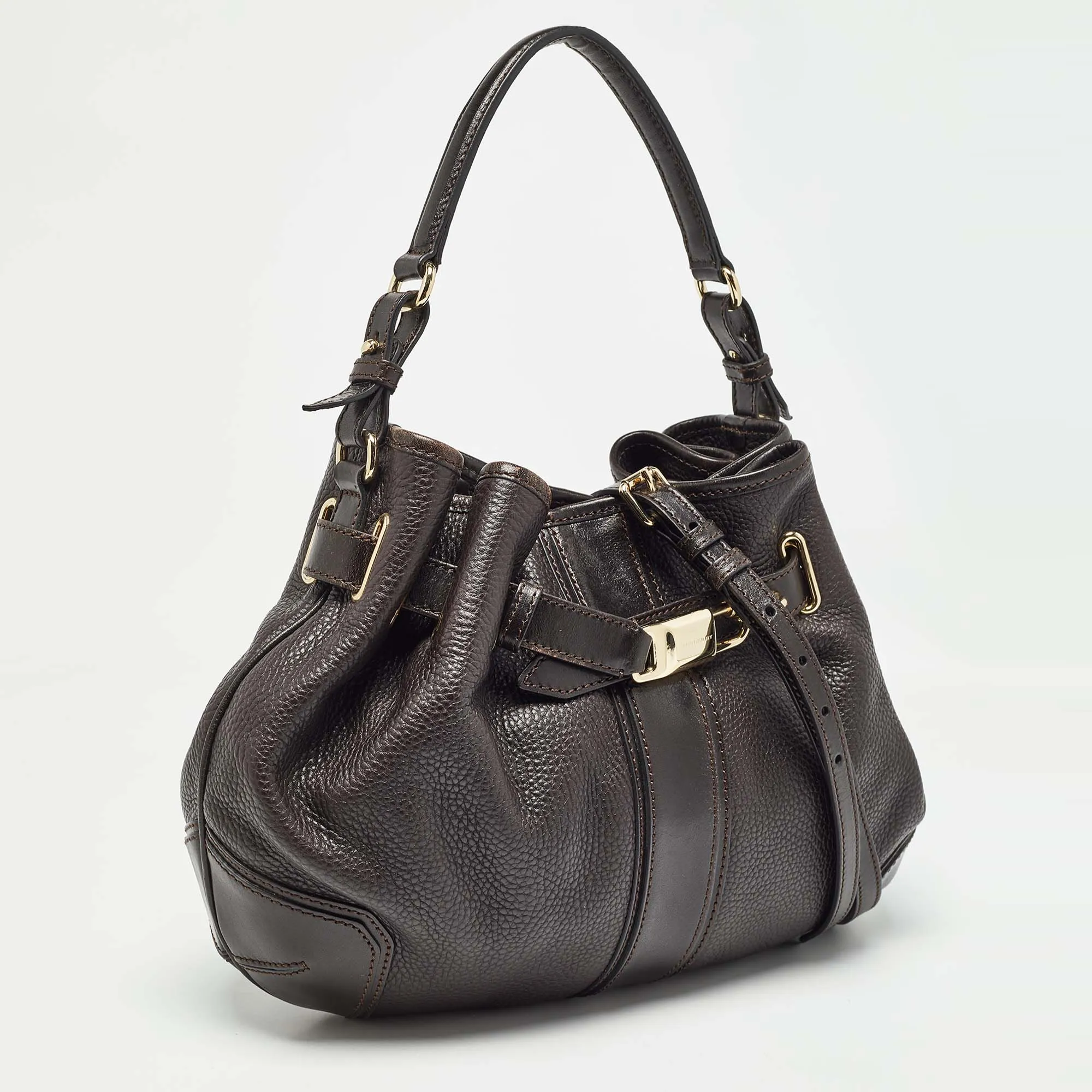 Trendy Inspired Burberry Dark Brown Leather Willenmore Hobo