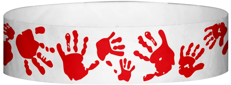Tyvek® 3/4" x 10" Hand Prints pattern wristbands