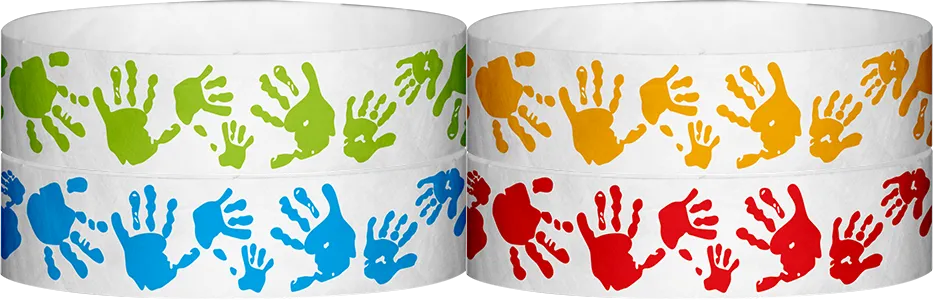 Tyvek® 3/4" x 10" Hand Prints pattern wristbands
