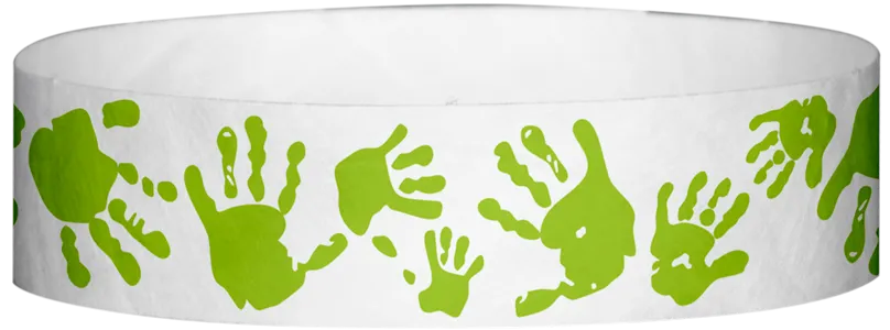 Tyvek® 3/4" x 10" Hand Prints pattern wristbands