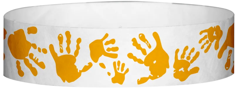 Tyvek® 3/4" x 10" Hand Prints pattern wristbands