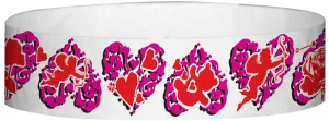 Tyvek® 3/4" x 10" Hearts pattern wristbands