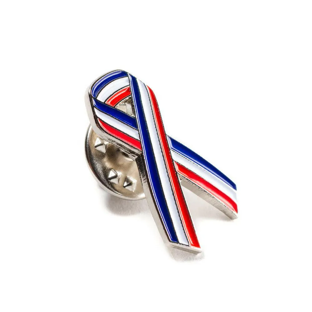 USA American Red White Blue Ribbon Lapel Pin
