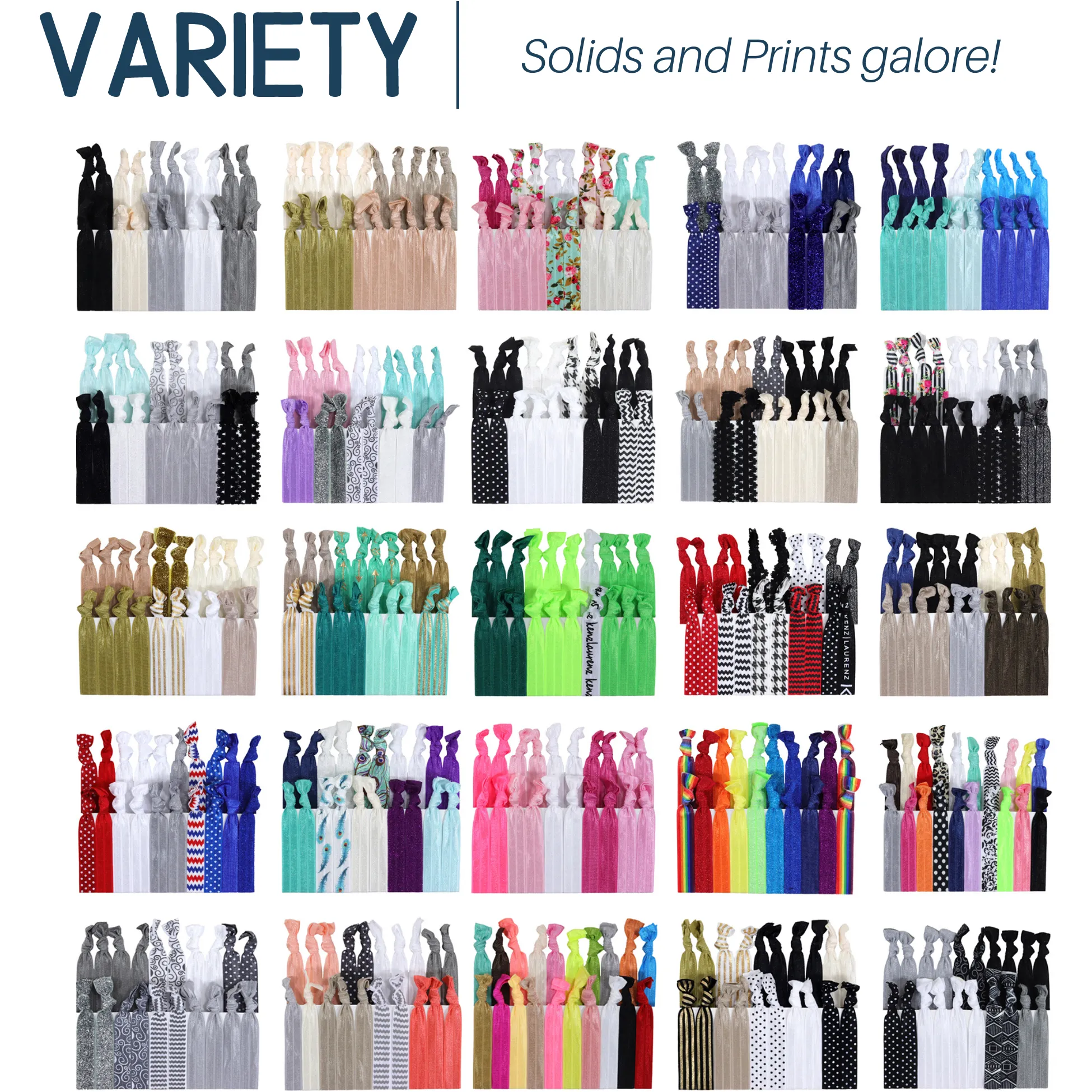 White Ribbon Hair Ties - 5 Pack