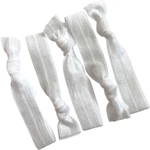 White Ribbon Hair Ties - 5 Pack