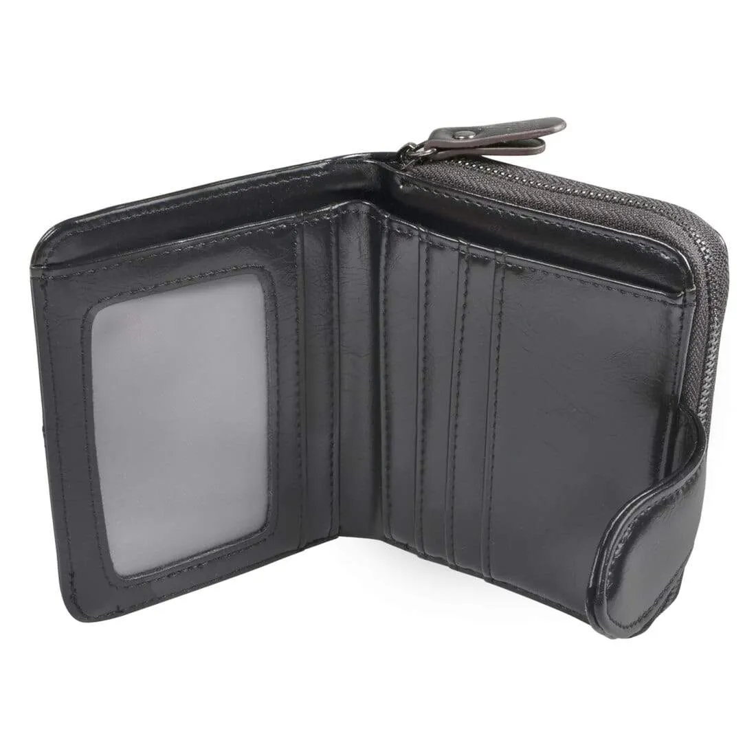 Womens Keira PU Small Purse Coin Card Zip - Black Pink Tan