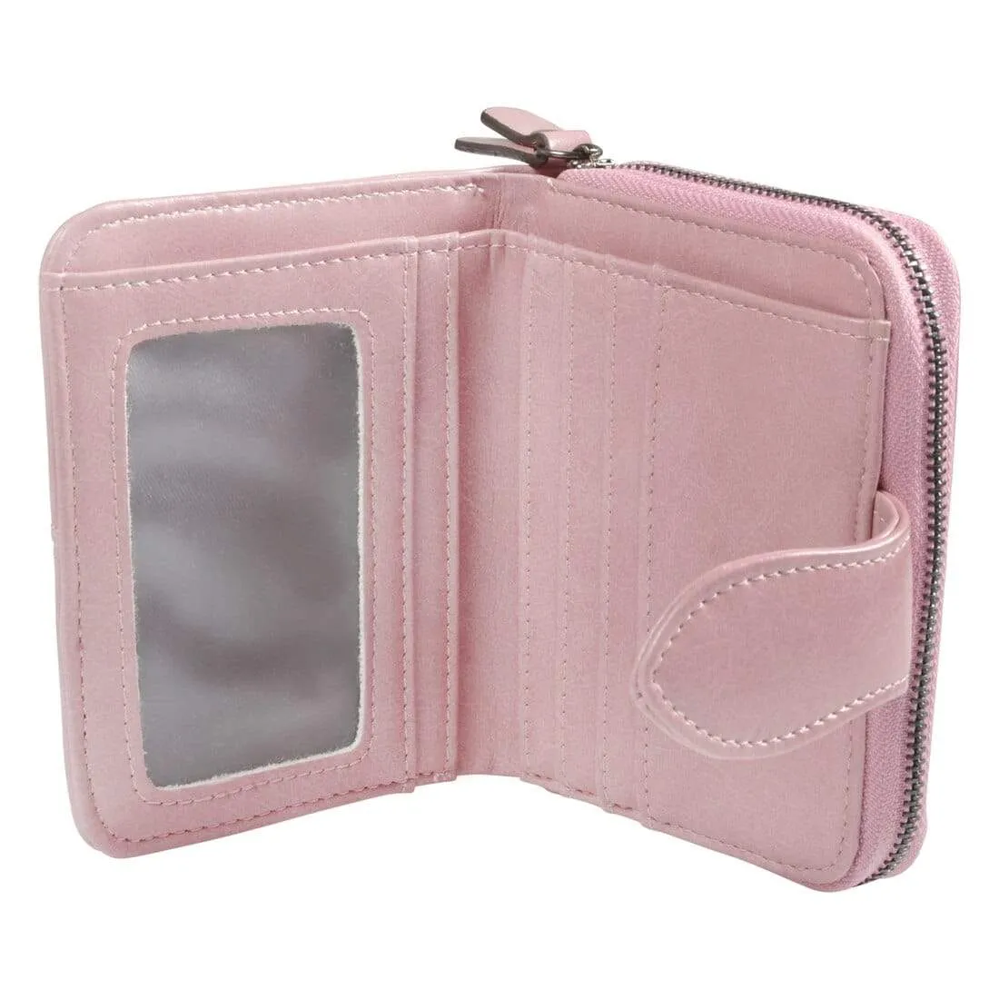Womens Keira PU Small Purse Coin Card Zip - Black Pink Tan