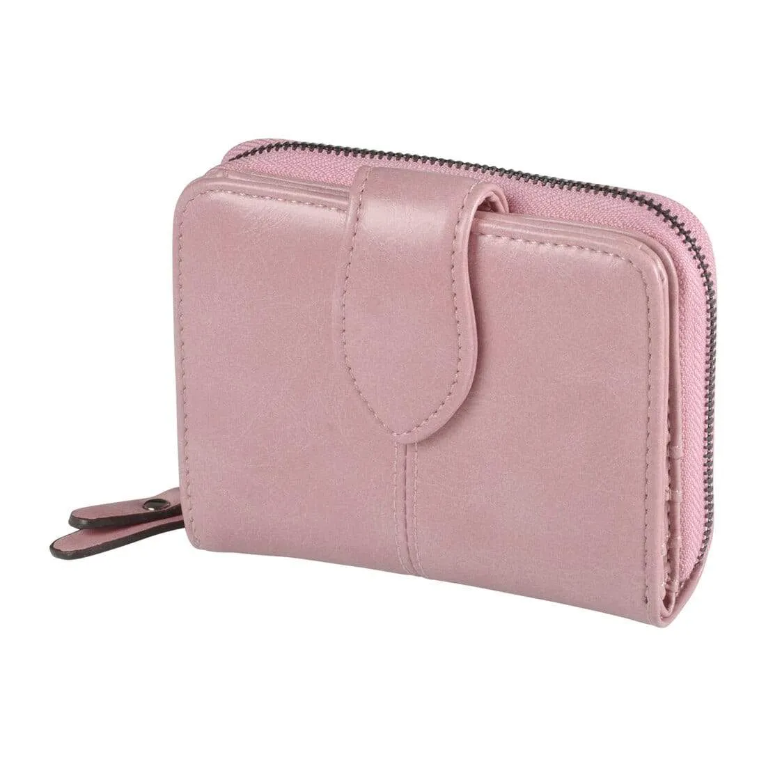 Womens Keira PU Small Purse Coin Card Zip - Black Pink Tan